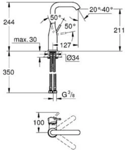 GROHE Essence New Wastafelkraan - Met EcoJoy® - Draaibare Uitloop - Zonder Waste - Chroom - 23541001 -Grohe Winkel 1000x1200 15