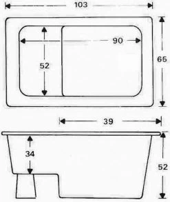 Zitbad Vrijstaand Marinella Rechthoek 65x105x52cm Polypropyleen Mat Wit -Grohe Winkel 1011x1200 1