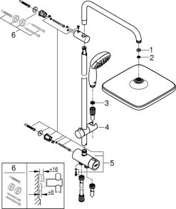 GROHE QuickFix Vitalio Start 250 Regendouche - □ 25 Cm - Vierkant - Zonder Kraan - Chroom -Grohe Winkel 1011x1200