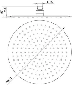 Ben Round Slim Hoofddouche Ø30cm Chroom -Grohe Winkel 1015x1200