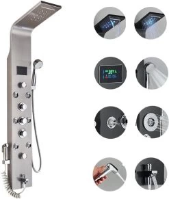Douchepaneel Met Massage - Regendouche - Massage Jets - Waterval Douche - Met Thermostaatkraan En Handdouche - Zilver - Opbouw - Douchekop - Flanner® 19 Douchepaneel Met Massage - Regendouche - Massage Jets - Waterval Douche - Met Thermostaatkraan En Handdouche - Zilver - Opbouw - Douchekop - Flanner® -Grohe Winkel 1018x1200
