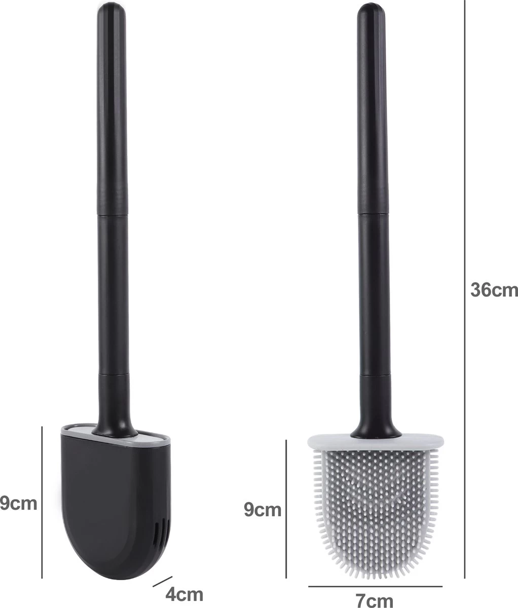 WC Borstel – Siliconen – Zwart – WC Borstel Met Houder – Vrijstaand – Hangend – WC Borstel En Houder – WC Borstel Zwart 6 WC Borstel – Siliconen – Zwart – WC Borstel Met Houder – Vrijstaand – Hangend – WC Borstel En Houder – WC Borstel Zwart - Image 6