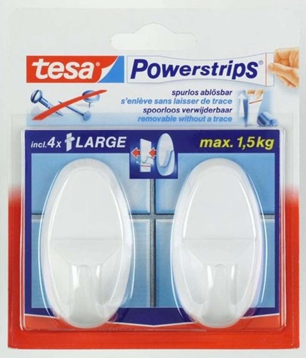 Tesa Powerstrips Haken Large - Wit - 2 Stuks 5 Tesa Powerstrips Haken Large - Wit - 2 Stuks - Image 5