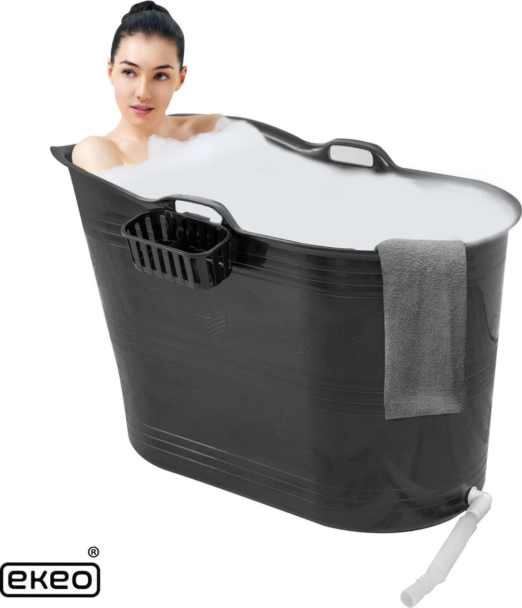 EKEO Zitbad - 210L - Mobiele Badkuip - Bath Bucket - Zwart 1 EKEO Zitbad - 210L - Mobiele Badkuip - Bath Bucket - Zwart