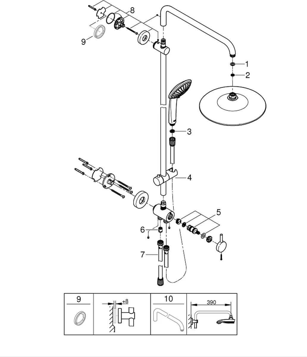 GROHE QuickFix Vitalio Joy 260 Regendouche - Ø 26 Cm - 3 Straalsoorten - Zonder Thermostaatkraan 7 GROHE QuickFix Vitalio Joy 260 Regendouche - Ø 26 Cm - 3 Straalsoorten - Zonder Thermostaatkraan - Image 7