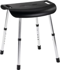 Luxe Design Douchekruk Met Handige Handgrepen - Zwart - In Hoogte Verstelbaar - Douchezitje - Douchestoel