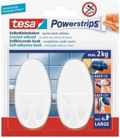 Tesa Powerstrips Haken Large - Wit - 2 Stuks