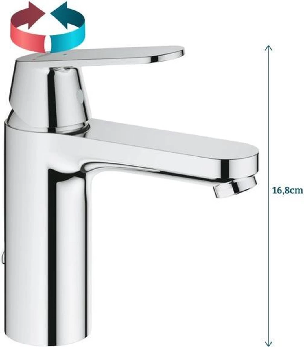 GROHE Eurosmart Cosmopolitan Wastafelkraan - Medium Uitloop - Met Trekwaste - Chroom - 2339700E 5 GROHE Eurosmart Cosmopolitan Wastafelkraan - Medium Uitloop - Met Trekwaste - Chroom - 2339700E - Image 5