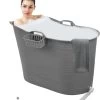 EKEO Zitbad - 210L - Mobiele Badkuip - Bath Bucket - Ijsbad- Tuinbad - Grijs