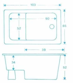 Zitbad Vrijstaand Marinella Rechthoek 65x105x52cm Polypropyleen Mat Wit -Grohe Winkel 1053x1200