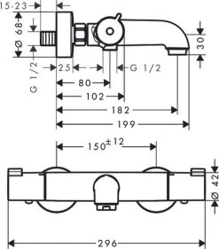 Hansgrohe Ecostat 1001CL Badthermostaat - Chroom -Grohe Winkel 1054x1200 1
