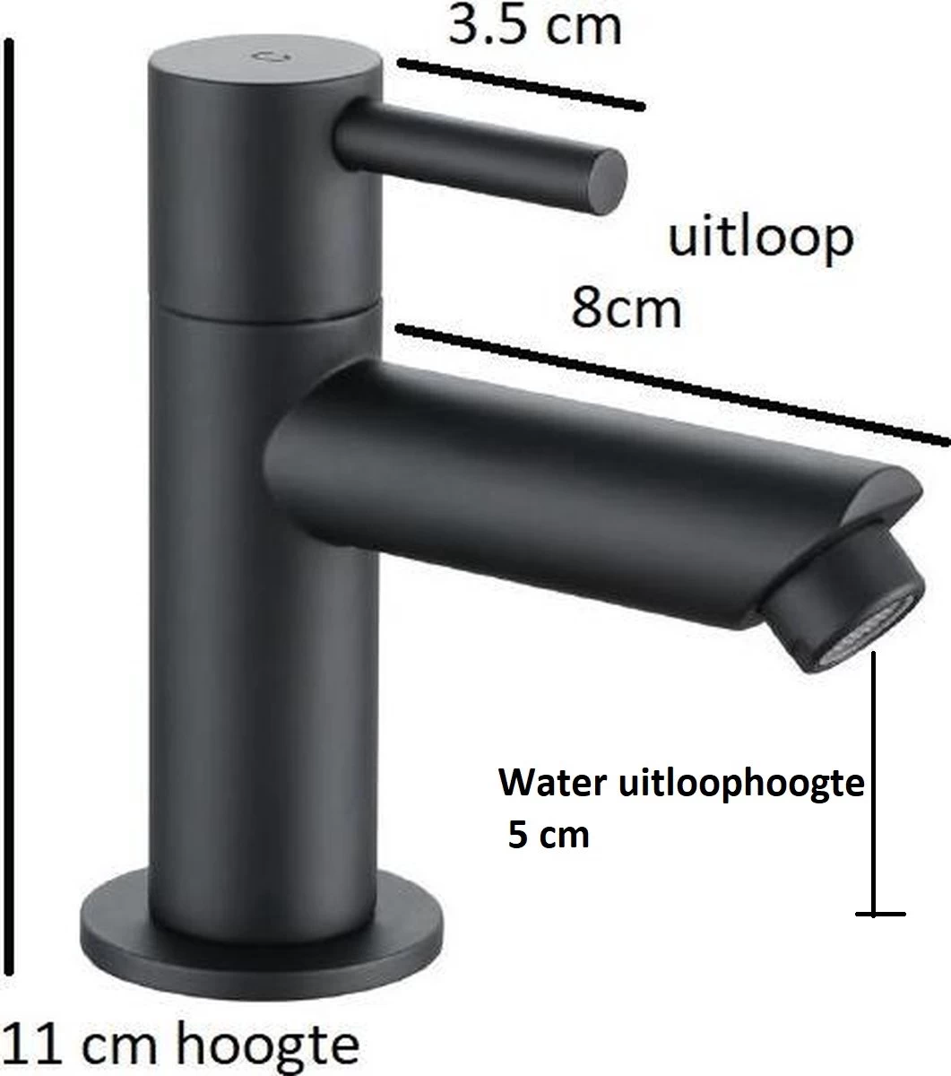 Aloni - KLEINE ! Koudwaterkraan 1/2 Mat Zwart 5 Aloni - KLEINE ! Koudwaterkraan 1/2 Mat Zwart - Image 5