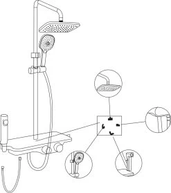 Regendoucheset - 30 Cm - Zwart - Thermostaatkraan, Handdouche & Sproeier -Grohe Winkel 1061x1200