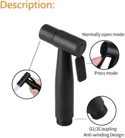 Merkloos Bidet Handdouche - Shattaf - Bidet Sproeier - Bidetkraan - Handheld Bidet Spray Met 120 Cm Doucheslang / Houder- Zwart -Grohe Winkel 1083x1200 1