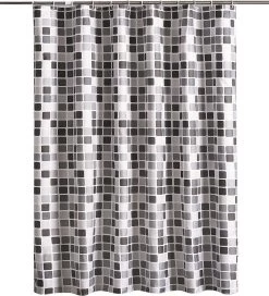 Su.B.dgn Douchegordijn 120x180 Anti Schimmel Polyester Badkamer Douchegordijn Wasbaar Met 12 Ringenl | Grijs Vierkant -Grohe Winkel 1091x1200
