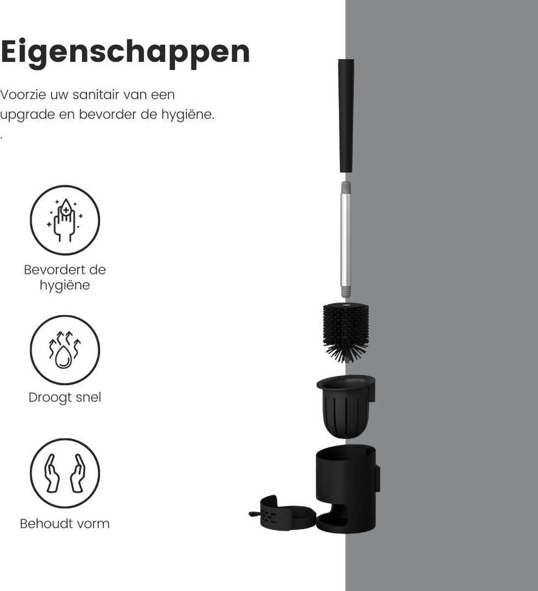 L'Sanc TB362 Plus - WC Borstel - Toiletborstel Met Houder - Zwart 4 L'Sanc TB362 Plus - WC Borstel - Toiletborstel Met Houder - Zwart - Image 4