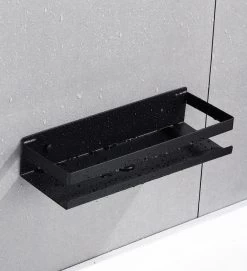 Merkloos Doucherek- Douchemand- Badkamerrek- Badkamer Organiser- Badkamer Organizer-Rekje Voor In De Douche- Badkamer Plank-Rekje Voor Shampoo- RVS- Zonder Boren- Zelfklevend- Rechthoek Vorm- Met Of Zonder Schroeven- Ophangbaar- Met Lijm- 40 Cm- Zwart -Grohe Winkel 1095x1200 4