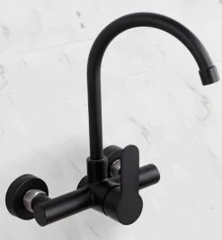 Merkloos Inbouw Wastafelkraan 8654-CB - Muurkraan - RVS - Mat Zwart