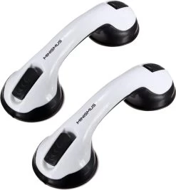 2 Stuks Minismus Douche Toilet Handgreep Met Zuignap Badkamer - Geschikt Voor Douche En Toilet - Vochtbestendig - Veiligheidsgreep - Handvat Voor Ouderen En Kinderen - 30 CM