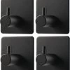 Trendfield Handdoekhaakjes Zelfklevend Zwart - 4 Vierkante Zwarte Handdoek Haakjes - Handdoekhaak - Zwart