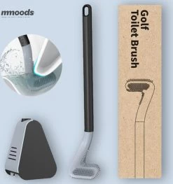 Mmoods Siliconen Golf Toiletborstel – WC Borstel Met Houder – Flexibele Siliconen WC Borstel – Antibacterieel – Hygiënisch – Zwart