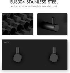 BOTC Handdoekhouder RVS - Handdoekhaakjes 2 In 1 RVS Zelfklevend - Rechthoekig Handdoek Haakjes - Handdoekhaak - Zwart -Grohe Winkel 1151x1200 3