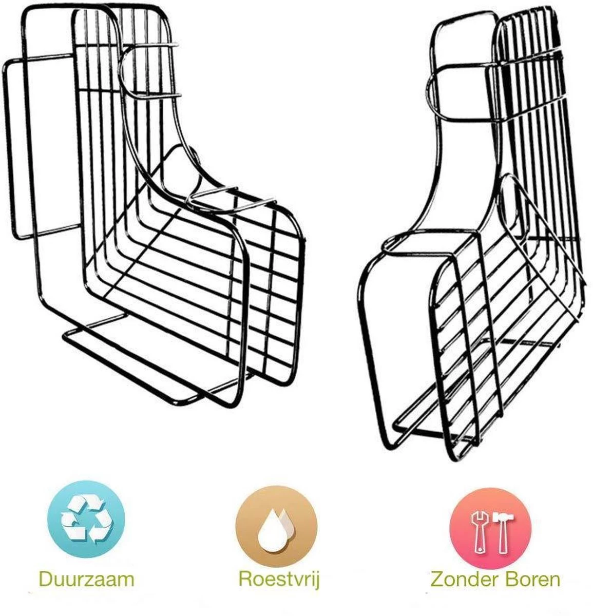 HomeBasics Zelfklevend Doucherek | Zwart | Zonder Boren | Doucherek Met Zuignap | Zuignappen | Doucherek Hoek | Badrek | Douchemandje | Keukenrek | Specerijenrek | Kruidenrek 3 HomeBasics Zelfklevend Doucherek | Zwart | Zonder Boren | Doucherek Met Zuignap | Zuignappen | Doucherek Hoek | Badrek | Douchemandje | Keukenrek | Specerijenrek | Kruidenrek - Image 3