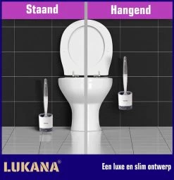 Lukana Siliconen WC Borstel Met Zeepdispenser - Hervulbaar - Vrijstaand Of Hangend - Sneldrogend, Hygiënisch & Antibacteriële Werking - Zonder Boren - Toilet Brush - Toiletborstel Houder - Lekbak -Grohe Winkel 1162x1200 3