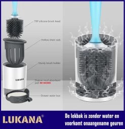 Lukana Siliconen WC Borstel Met Zeepdispenser - Hervulbaar - Vrijstaand Of Hangend - Sneldrogend, Hygiënisch & Antibacteriële Werking - Zonder Boren - Toilet Brush - Toiletborstel Houder - Lekbak -Grohe Winkel 1162x1200 4