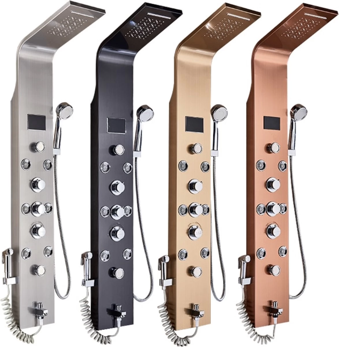 Douchepaneel Met Massage - Regendouche - Massage Jets - Waterval Douche - Met Thermostaatkraan En Handdouche - Zilver - Opbouw - Douchekop - Flanner® 2 Douchepaneel Met Massage - Regendouche - Massage Jets - Waterval Douche - Met Thermostaatkraan En Handdouche - Zilver - Opbouw - Douchekop - Flanner® - Image 2