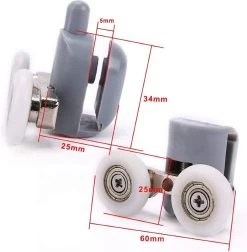 Merkloos Wielen Voor Douchedeur, Rollen Voor Douchedeur, Wieltjes, Douchedeur, 4 X Boven En 4 X Onder, Badkamer, 25 Mm, 8 Stuks Dubbele Wielen -Grohe Winkel 1175x1200 4