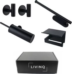 Toiletset Zwart 4-delig - Toiletaccessoireset - Toiletborstelhouder - Toiletrolhouder - Reserverolhouder - Handdoekhaakjes - RVS - Toilet Accessoires Set - Badkamer -Grohe Winkel 1176x1200 6