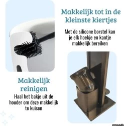 Mmoods Toiletbutler Zwart - WC Borstel Met Toiletrolhouder Vrijstaand - Toiletborstel Siliconen Industrieel Design Mmoods - Reserverolhouder Zonder Boren Staand Met Plankje RVS -Grohe Winkel 1177x1200 4