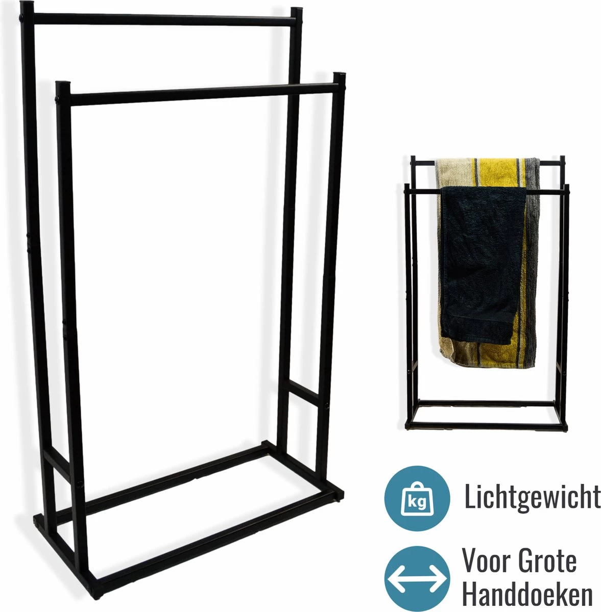 Mmoods XL Handdoekrek 2 Baren Badkamer Zwart - 25 X 50 X 86 Cm - Handdoekenrek Staand Keuken - Handdoekhouder Vrijstaand 2 Dragers 1 Mmoods XL Handdoekrek 2 Baren Badkamer Zwart - 25 X 50 X 86 Cm - Handdoekenrek Staand Keuken - Handdoekhouder Vrijstaand 2 Dragers
