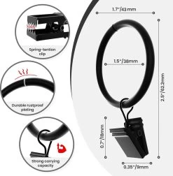 BOTC Gordijnringen Met Klem - 38 MM - Zwarte - Sets Van 20 Stucks -Grohe Winkel 1178x1200 13