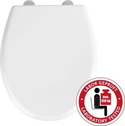 WENKO WC Bril Gubbio - Antibacterieel Wit Duroplast - Easy-Close Sluiting - Fix-Clip Bevestiging In RVS - Belastbaar Tot 350 Kg - Toiletbril - Toiletzitting -Grohe Winkel 1184x1200 4