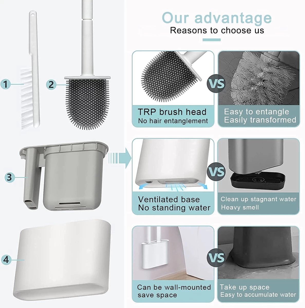 Merkloos WC Borstel Met Houder | WC Borstel | Vrijstaand | Flexibel | Wit | Inclusief Ophangsysteem En Gratis Borsteltje 6 Merkloos WC Borstel Met Houder | WC Borstel | Vrijstaand | Flexibel | Wit | Inclusief Ophangsysteem En Gratis Borsteltje - Image 6