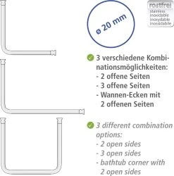 WENKO Douchegordijnstang Hoek Universeel Aluminium Zwart - Douchestang -Grohe Winkel 1187x1200 2