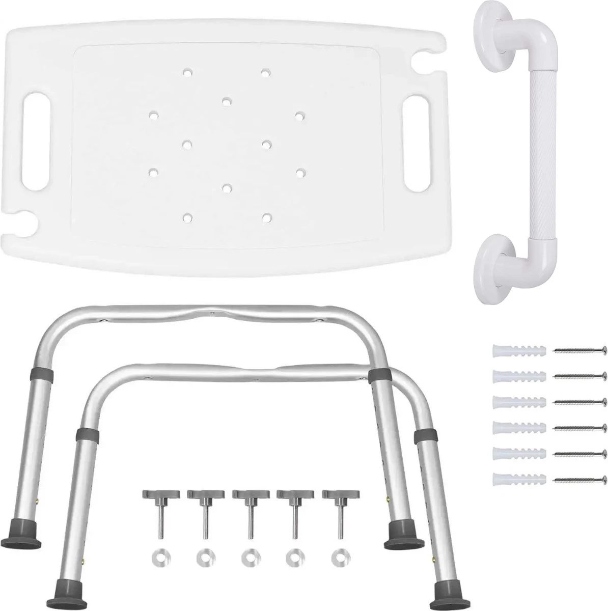Life&Home Douchekruk - Wandbeugel Bijgeleverd - Douchestoel - 6 Hoogtes - Max 130 Kg - Handgrepen 8 Life&Home Douchekruk - Wandbeugel Bijgeleverd - Douchestoel - 6 Hoogtes - Max 130 Kg - Handgrepen - Image 8