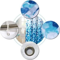 Douchegordijn - 180x200 Cm - Incl. Ringen - Waterdicht - Sneldrogend & Anti Schimmel - Wasbaar & Duurzaam - Polyester - Blue Petals -Grohe Winkel 1198x1200 1