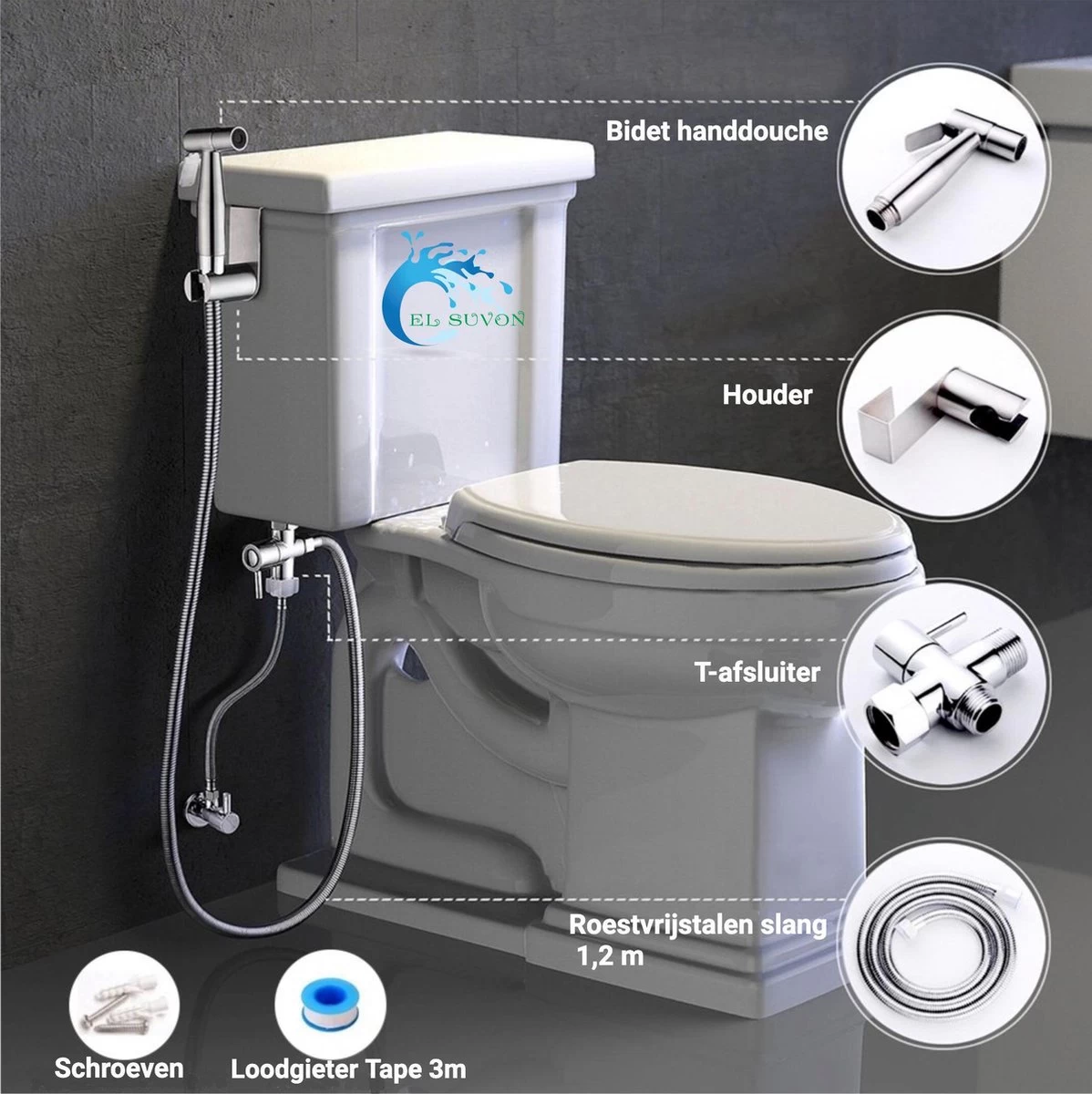 El Suvon® Bidet Handdouche - Shattaf - Bidet Sproeier - Bidetkraan 7 El Suvon® Bidet Handdouche - Shattaf - Bidet Sproeier - Bidetkraan - Image 7