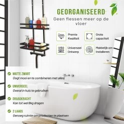 Doucherek Zonder Boren Inclusief Douchewisser - Aan Douchewand - Zwart - Ophangbaar - Zuignap - 2 Laags - Wiper - Shower Rack - Valentijnsdag Cadeau -Grohe Winkel 1198x1200 21