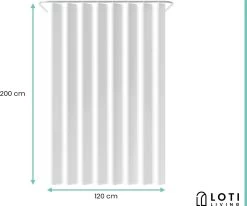 Loti Living Douchegordijn Anti Schimmel – Wit - Inclusief Ringen – Waterdicht - Polyester - Douchegordijn 120x200 Cm -Grohe Winkel 1200x1000 13
