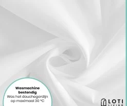 Loti Living Douchegordijn Anti Schimmel – Wit - Inclusief Ringen – Waterdicht - Polyester - Douchegordijn 180x200 Cm -Grohe Winkel 1200x1000 18