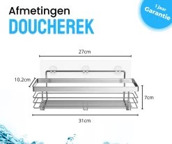 RVS Doucherek Zelfklevend Zonder Boren - Douchemand Hangend - 15KG Draagvermogen - Zilver/Chroom -Grohe Winkel 1200x1000 23