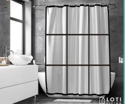 Loti Living Douchegordijn Anti Schimmel – Mat Transparant Zwart - Inclusief Ringen – Waterdicht - PEVA - Douchegordijn 180x200 Cm -Grohe Winkel 1200x1000 3