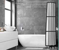 Loti Living Douchegordijn Anti Schimmel – Mat Transparant Zwart - Inclusief Ringen – Waterdicht - PEVA - Douchegordijn 180x200 Cm -Grohe Winkel 1200x1000 4
