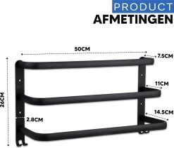 Qualux® Handdoekrek Inclusief Handdoek - 3 Stangen - Badkamer - Handdoekrek Zwart - Handdoekstang - Handdoekhouder - Handdoekenrek -Grohe Winkel 1200x1025 1