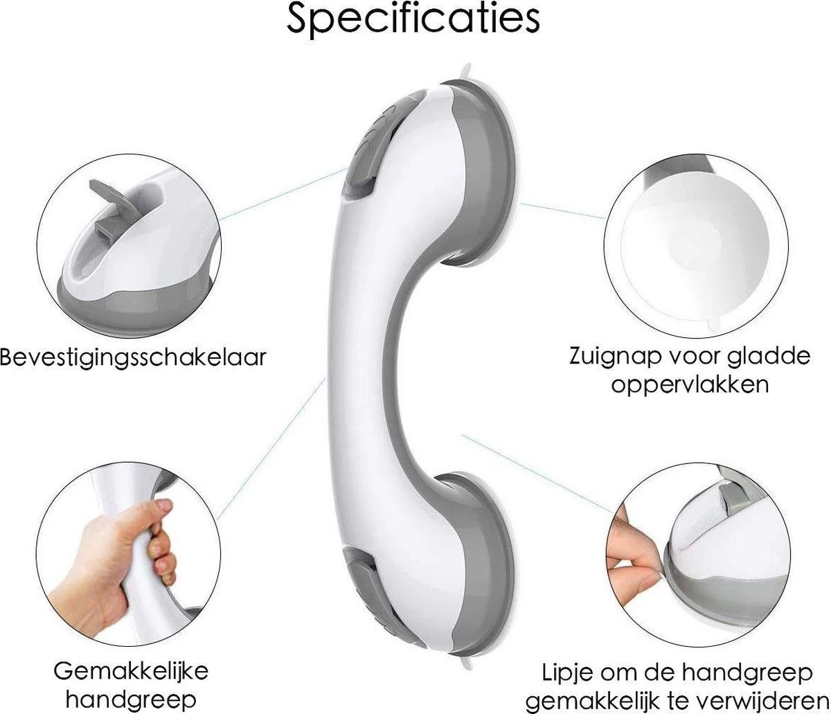 Zuignap Handgreep Badkamer - Douche Handgreep Met Zuignap - Veiligheidsgreep - Helping Hand Handvat 4 Zuignap Handgreep Badkamer - Douche Handgreep Met Zuignap - Veiligheidsgreep - Helping Hand Handvat - Image 4