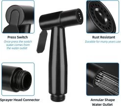 Merkloos Bidet Handdouche - Shattaf - Bidet Sproeier - Bidetkraan - Handheld Bidet Spray Met 120 Cm Doucheslang / Houder- Zwart -Grohe Winkel 1200x1045 1